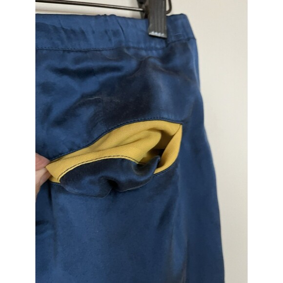 Capulet 100% Washable Silk Pajama Pants, Navy Blue Pockets Drawstring Women S/M - Picture 10 of 16